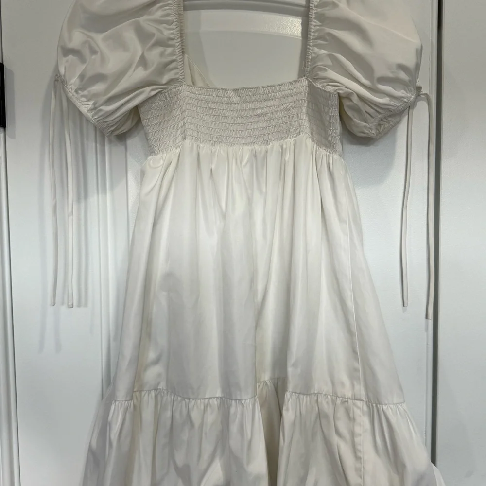 Amanda Uprichard White Mini Dress with Puff Sleeves - Picture 9 of 10